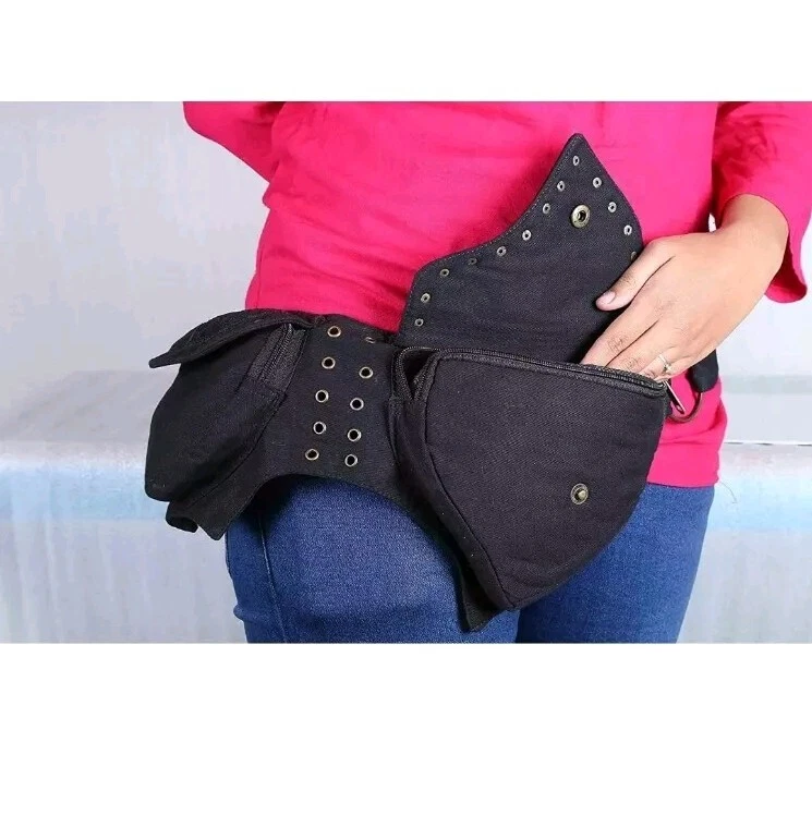 Cinturón utilitario de viaje vintage artesanal de lona y encaje Fannypack de algodón Foto 4 de 4