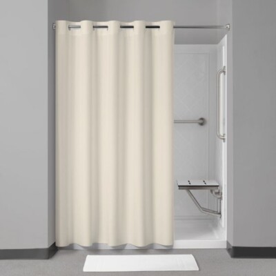 Manchester Mills Protect360° Shower Curtain Petite Dot Beige 42x72 Microban HOOK