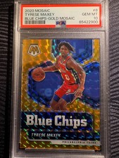 2020 Mosaic Tyrese Maxey Blue Chips Gold Auto RC /10 PSA 10