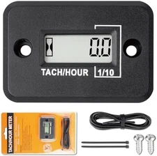 Nine-Rong Black Self-Powered Digital Tach Hour Meter LCD Inductive Waterproof