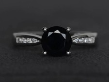 925 Sterling Silver Black Onyx Gemstone Cocktail Women Ring Duty Free