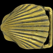 Brass Sea Shell Boho Hippie Diver Surfer Seashell 1970s NOS Vintage Belt Buckle
