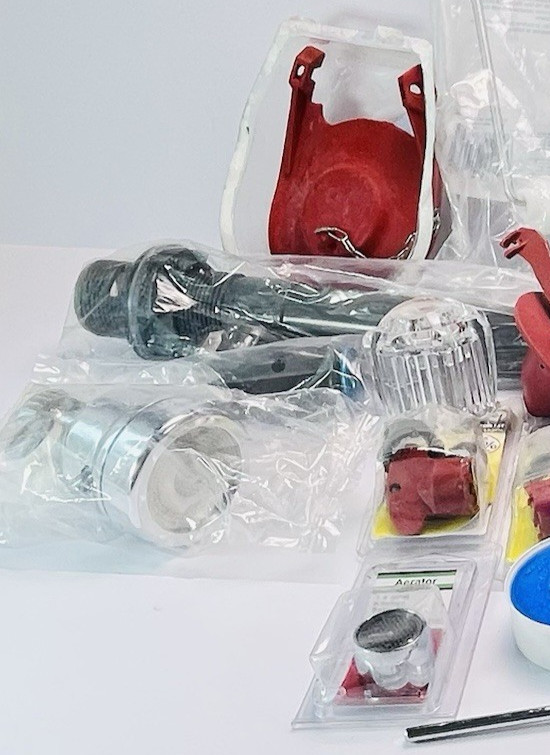 Lot of plumbing supplies for plumber toilet flapper lever aerator shower head