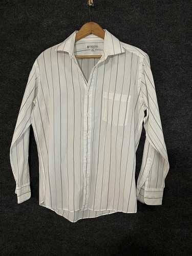 Lanvin, Lanvin Paris Dress Shirt Vintage 15.5 32/33 Fitted White Striped Button Down