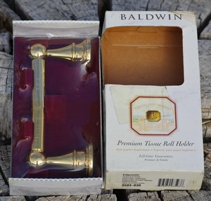 VINTAGE Baldwin Tissue Holder Solid Polished Brass 3413-030 NEWBOX!