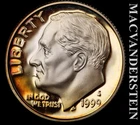 1999-S Roosevelt Dime- Silver- Choice Gem Proof Luster- No Reserve #K383