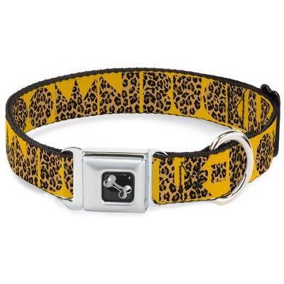 Dog Collar Bone BUCKLE-DOWN Shapes Gold/Leopard Brown Large 15-24''