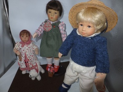 Kathe Kruse 3 Dolls Set Helena Birgit & Boy Doll with Tags Germany Excellent