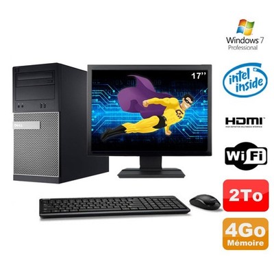 Lot PC Tour DELL 3010 MT G2020 Brenner 4Go 2To HDMI Wifi W7 + Bildschirm 17''