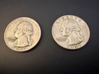(2) 1957 D WASHINGTON QUARTERS Denver Mint CIRCULATED Fine 90% Silver