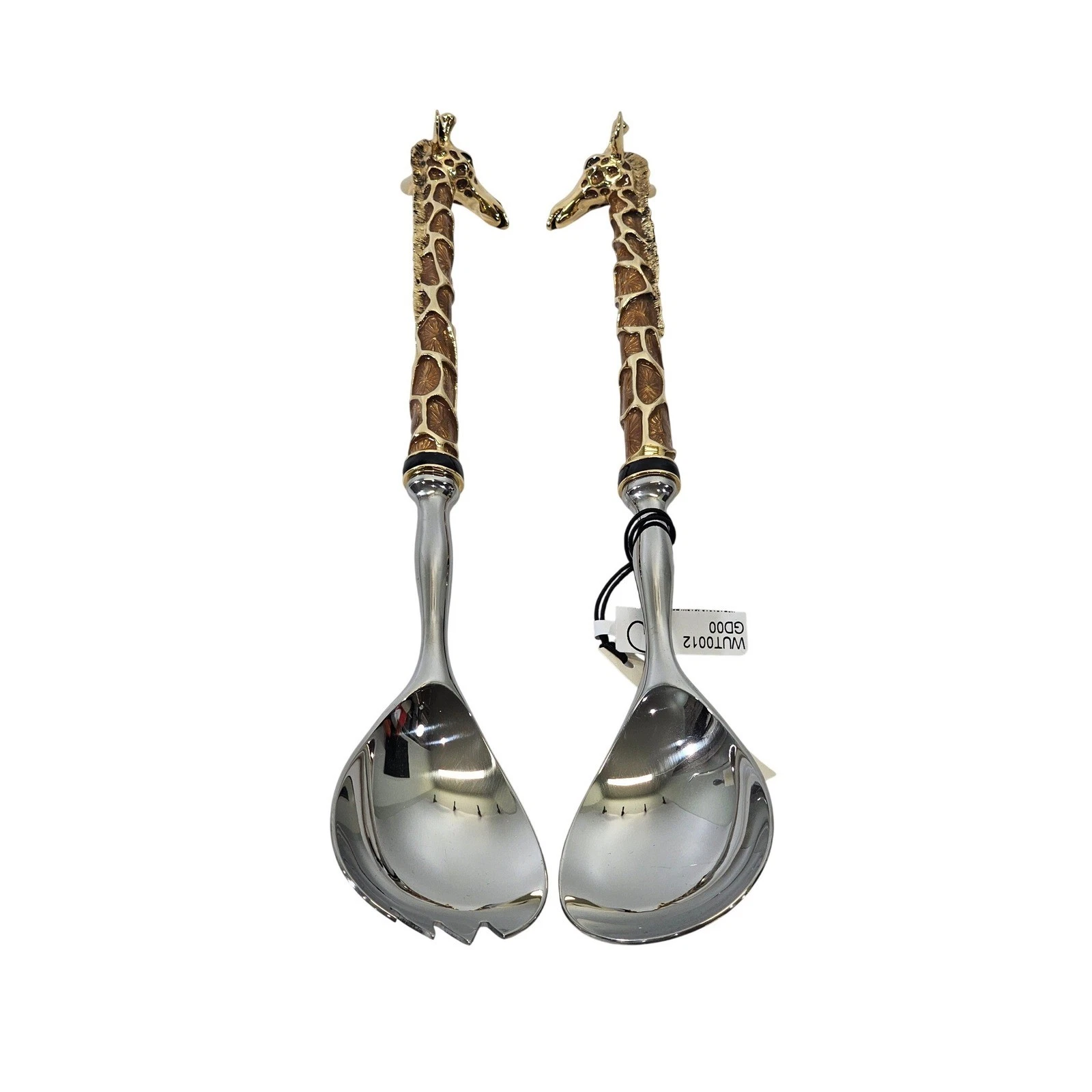 St John Home Giraffe Salad Servers Gold Tone Metal Stainless Steel Serving Set