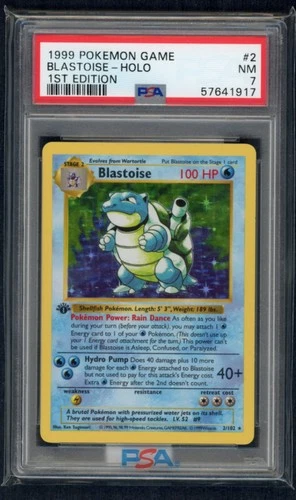 1999 POKEMON BASE SET 1ST EDITION#2 BLASTOISE-HOLO PSA 7