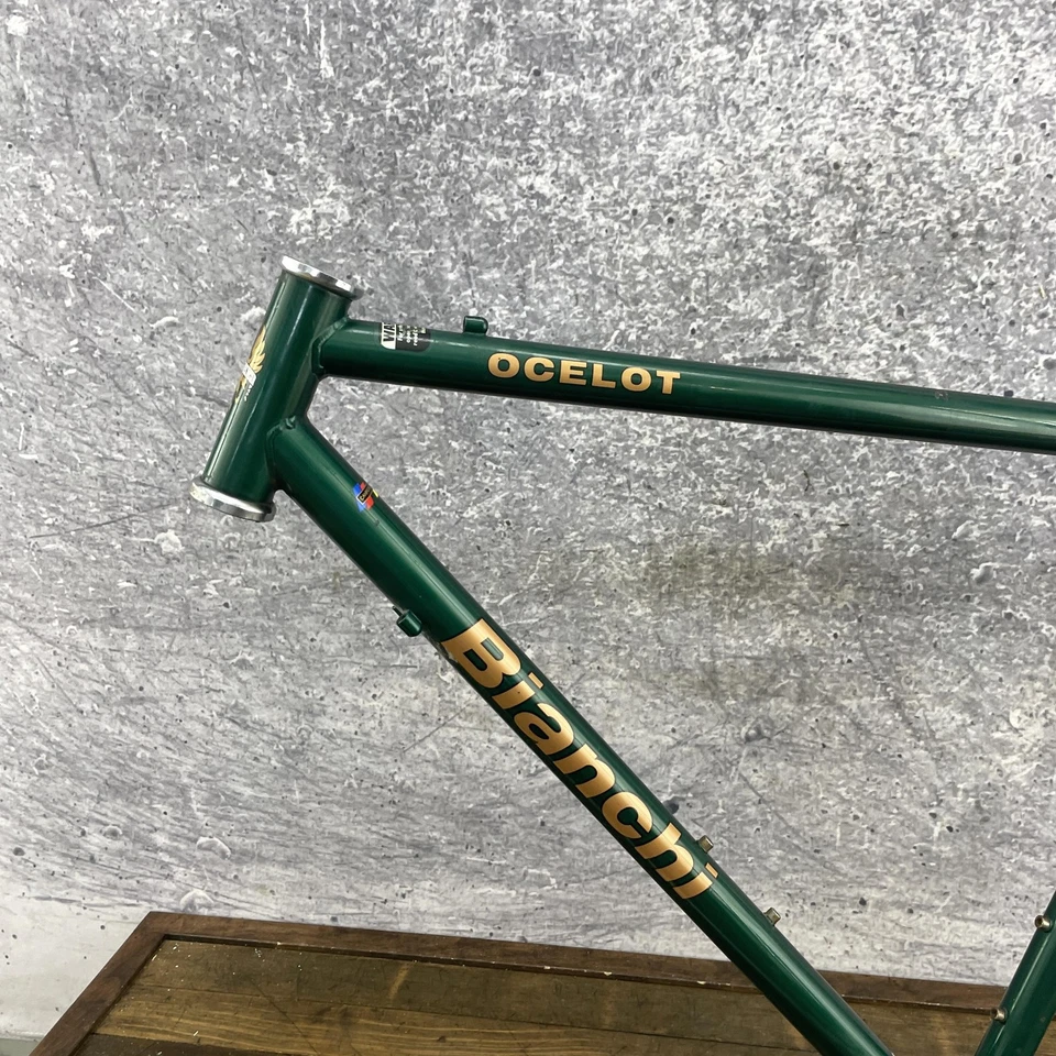 Cuadro Ocelote Bianchi Vintage 19.5 pulgadas Tange 4130 Cromoly Verde 26 pulgadas MTB 135mm Foto 4 de 4