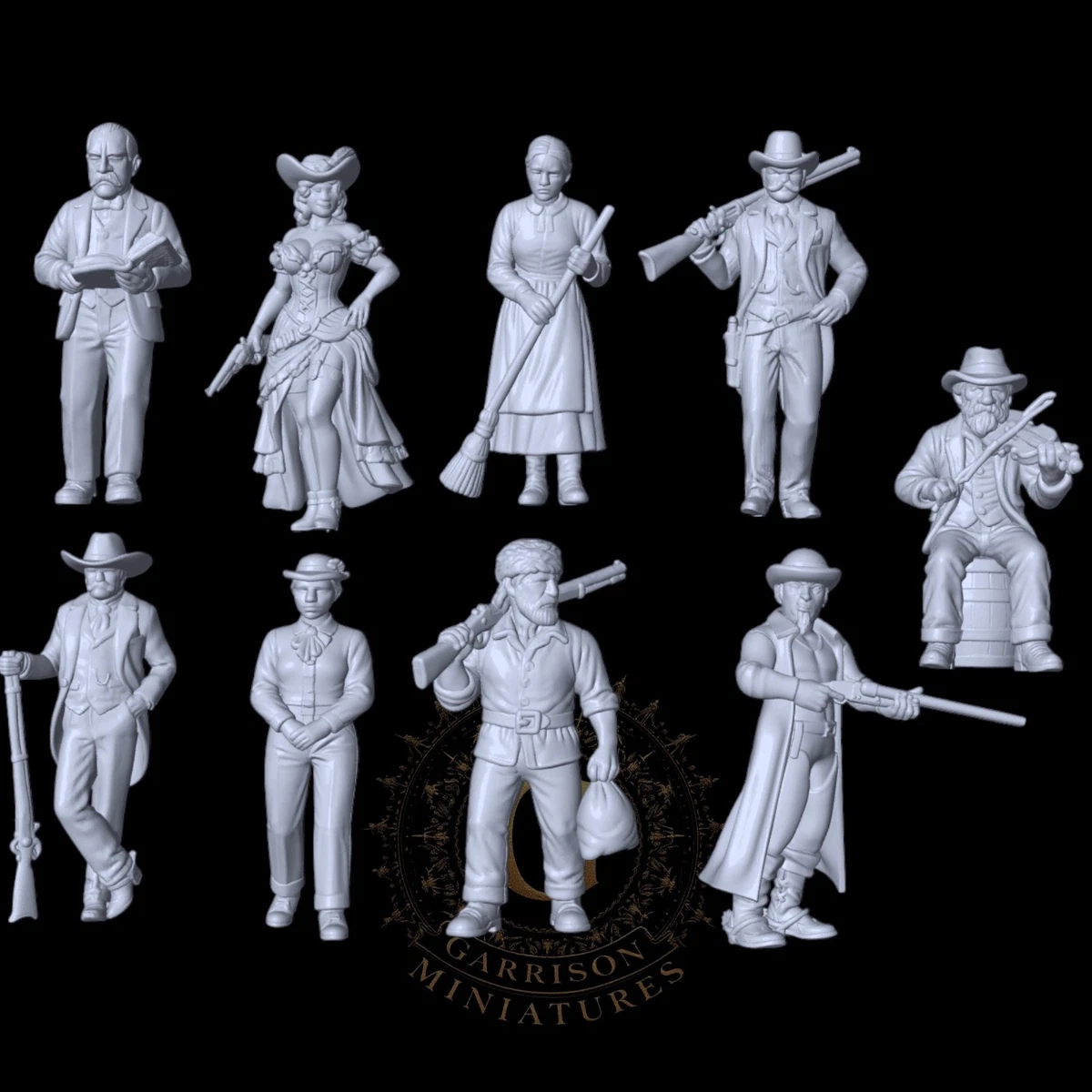 Outland Tactics – Bloody West Cowboy & Terrain – Ensemble échelle 28 Mm – Prison, Saloon, 6 Figurines – Maquette à Assembler Et Peindre