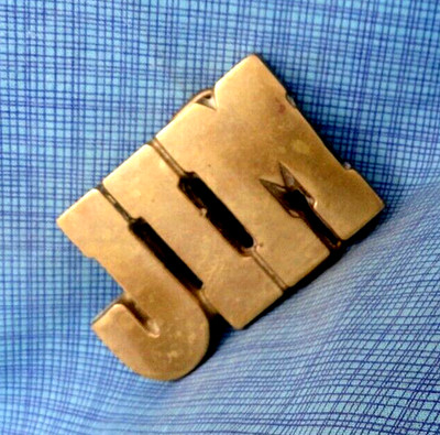 Jim Dress Belt Buckle Iconic 80s Cut Out Solid Brass Name Vtg Taiwan     .NOX223