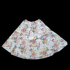 Vintage 90s Y2K Full Romantic Floral Skirt Tag S Waist 20 - 21" Ecru Casual USA