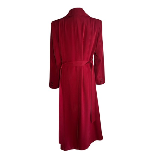Vintage Talbots Burgundy Long trench coat Sz 10 Belted Double Breasted NWT - Picture 8 of 12