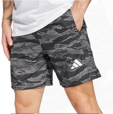 Adidas Mens Train Essentials All Over Printed Shorts Black Grey Size M NWT 45