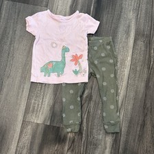 CARTER  S BABY TODDLER GIRLS PINK DINOSAUR PAJAMAS 2 PIECE SIZE 18 MONTHS