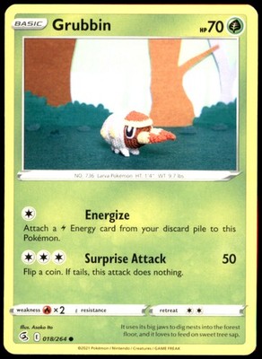 Grubbin 018/264 SWSH08: Fusion Strike Regular LP Pokemon TCG