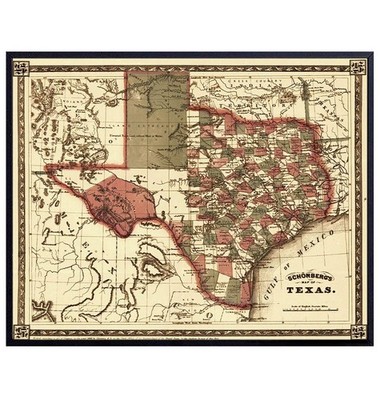 Vintage Texas Map Wall Decor Picture - Retro Antique Style Print for Office, ...