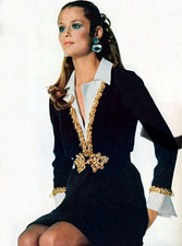 RARE 1968 Oscar de la Renta Black Silk Crepe Embellished Cocktail Dress