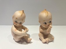 Vintage Bisque Kewpie Doll Figurines 3” Made In Japan Set Of 2 Blue Wings