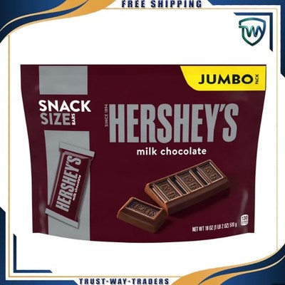 Hershey's Milk Chocolate Snack Size Candy, Jumbo Pack 18 oz, Free Shipping.NEW