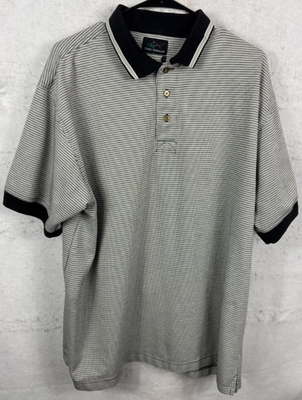#ad Vintage Greg Norman Golf Polo Shirt Black Check Shark Logo S S Mens XL Cotton $12.79