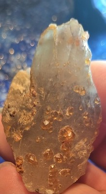 Beautiful Bright Orange Spessartine Garnets Smokey Quartz Point - Fujian, China.