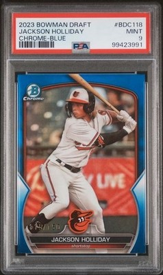 Jackson Holliday 2023 Bowman Draft #BDC-118 Chrome Blue Refractor /150 PSA 9