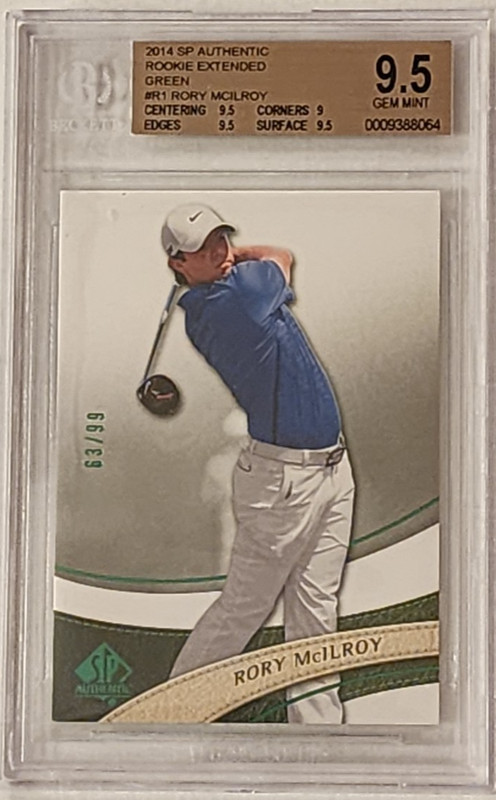 2014 Upper Deck SP Authentic Rookie Extended Rory Mcilroy Green /99 BGS 9.5 GEM