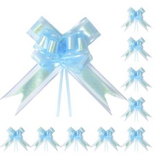 24 PCS Sky Blue Pull Bows Gift Wrapping 6 Inch Large PreTied Decorative