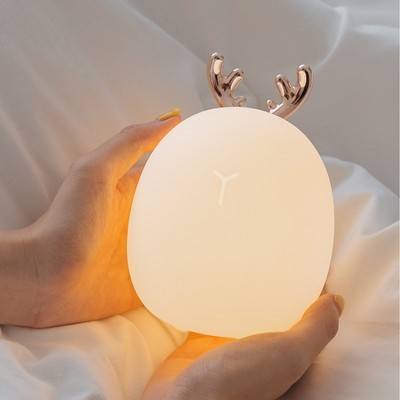 Cartoon Deer Night Light   USB Rechargeable LED Lamp for Kids & Bedroom