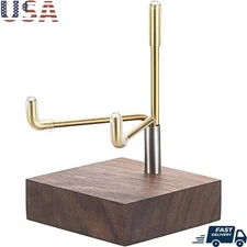 Wooden Display Stand Adjustable Metal Arms Collectibles Geodes Fossils Plates US