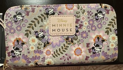 Disney Minnie Mouse Floral Zip Around Wallet Wristlet, Bioworld, NWT