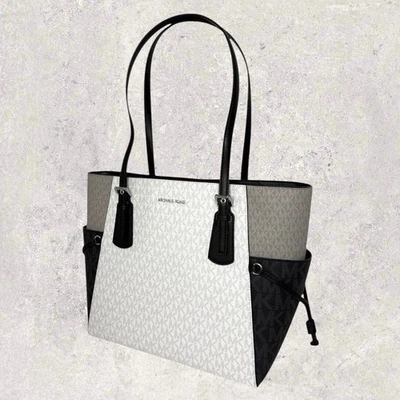 Michael Kors Tasche Shopper Handtasche Jet Set Travel Voyager Schwarz Weiß NEU