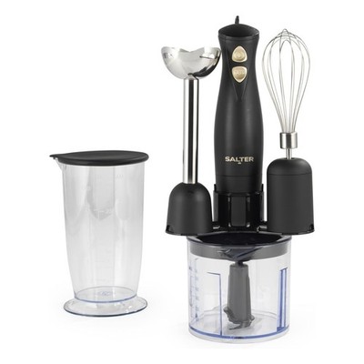 Salter Alchemy 3 in 1 Stabmixer Set 350W Zerkleinerer Schneebesen Hacken Mix Schlagen Schwarz