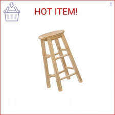 Linon Natural Barstool with Round Seat, 24-Inch