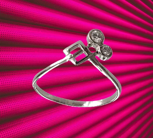 I RING I Design Jugendstil I Echt 585 Massiv Weißgold + 2 Echte Diamanten I - Bild 1 von 4