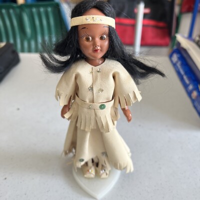 Collectible Vintage Native American Doll On Stand with Box