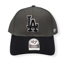 '47 Los Angeles Dodgers MVP 2 Tone Charcoal White Outline Adjustable Strap Hat