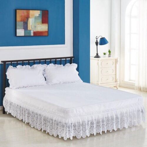 Falda de cama elástica de encaje de 3 lados envuelta 15 pulgadas doble/completa/reina/tamaño rey - Imagen 5 de 11