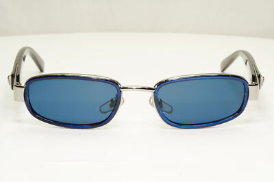 Gianni Versace 1996 Vintage Blue Silver Medusa Metal Sunglasses