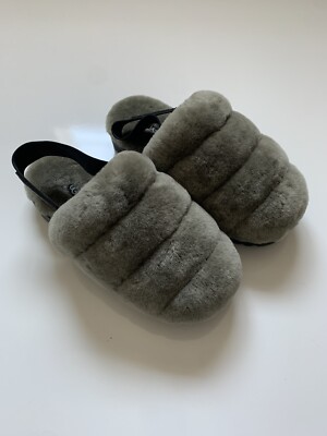 UGG Super Fluff Slippers Grey Women's Size 8 New | eBay