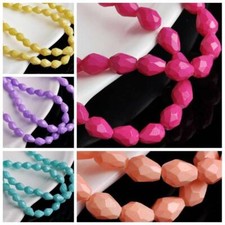50pcs 8X6mm Teardrop Spacer Loose Faceted Glass Beads For Jewelry Making Craft