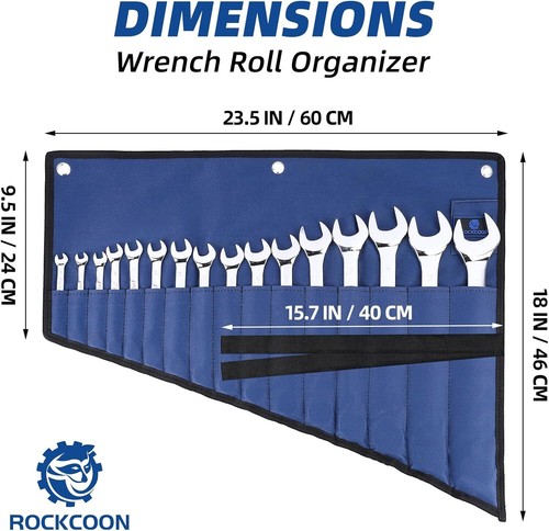 ROCKCOON 16 Pockets Wrench Roll Organizer, Rolled Tool Pouch Bag with Water P... - Picture 4 of 5