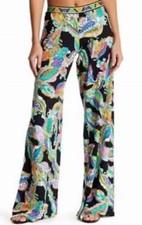 NWT Sz L Trina Turk Sea Garden Swim Cover Pants Tangerine