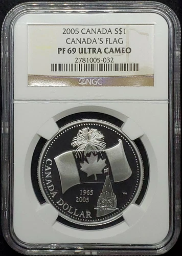 2005 CANADA SILVER $1 DOLLAR CANADA’S FLAG NGC PF 69 ULTRA CAMEO