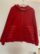 Women Moncler Red Hooded Puffer Sweatshirt Size M Preowned